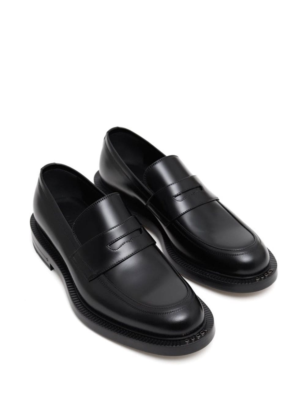 Shop Gucci Leather Loafers In Black