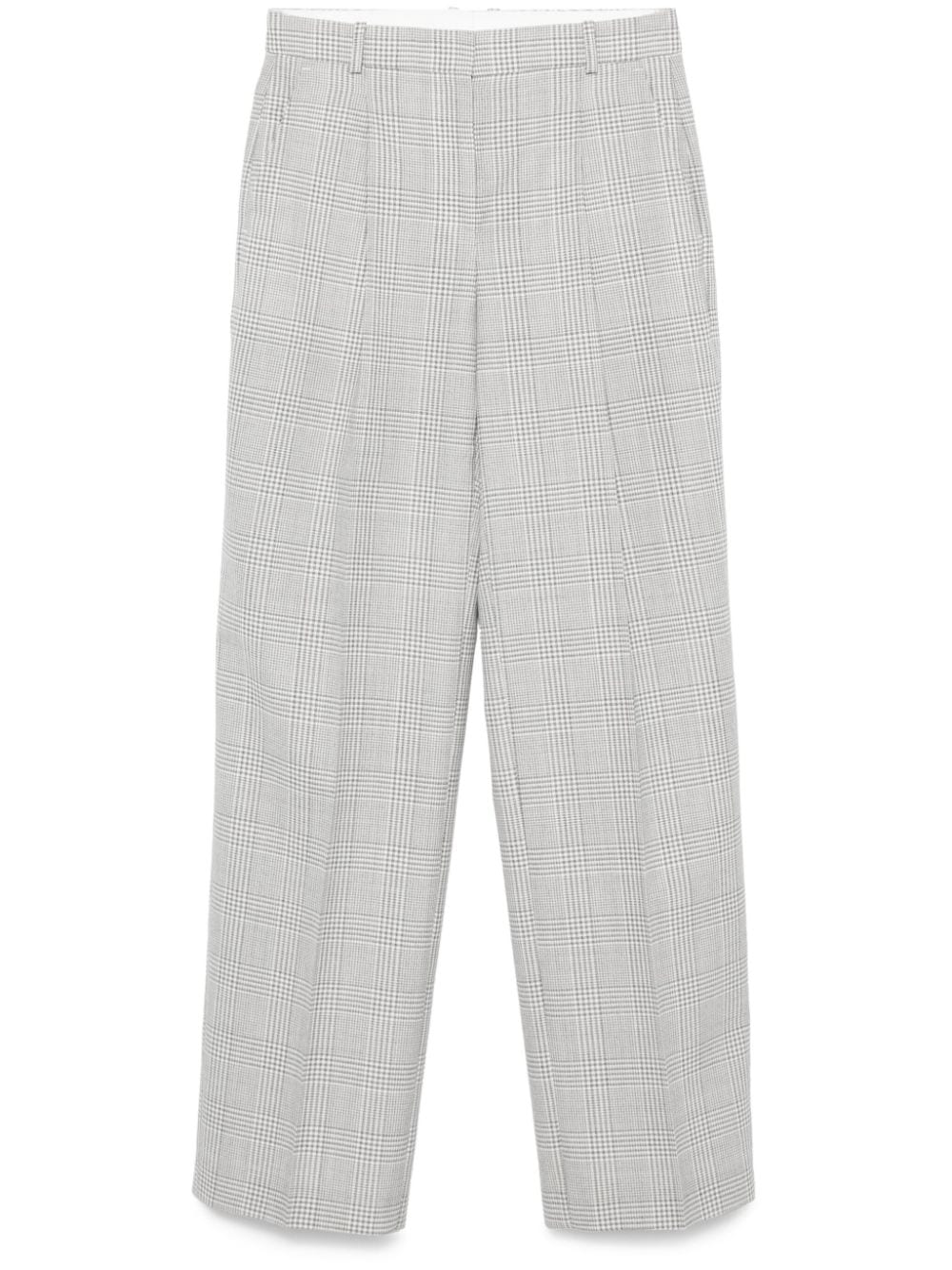 Shop Hugo Boss Prince Of Wales-check Trousers In Grey