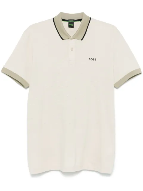 BOSS textured cotton polo shirt
