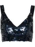P.A.R.O.S.H. sequin-embellished cropped top - Blue