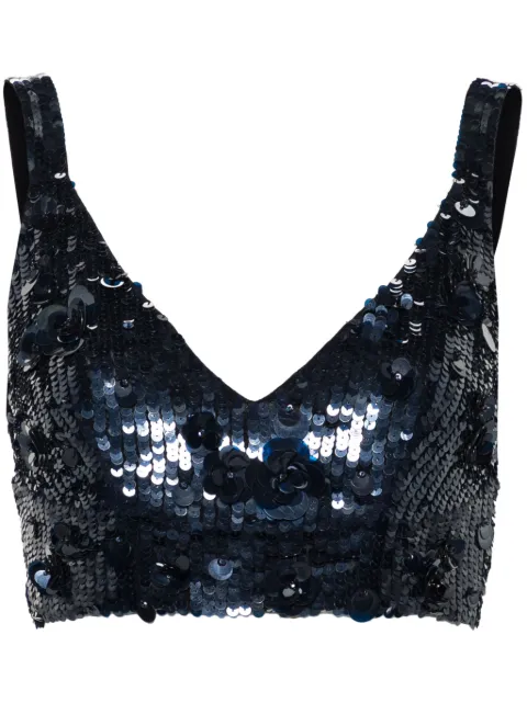P.A.R.O.S.H. sequin-embellished cropped top