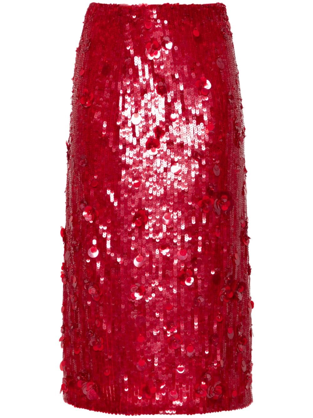 Shop P.a.r.o.s.h Glow Midi Skirt In Red