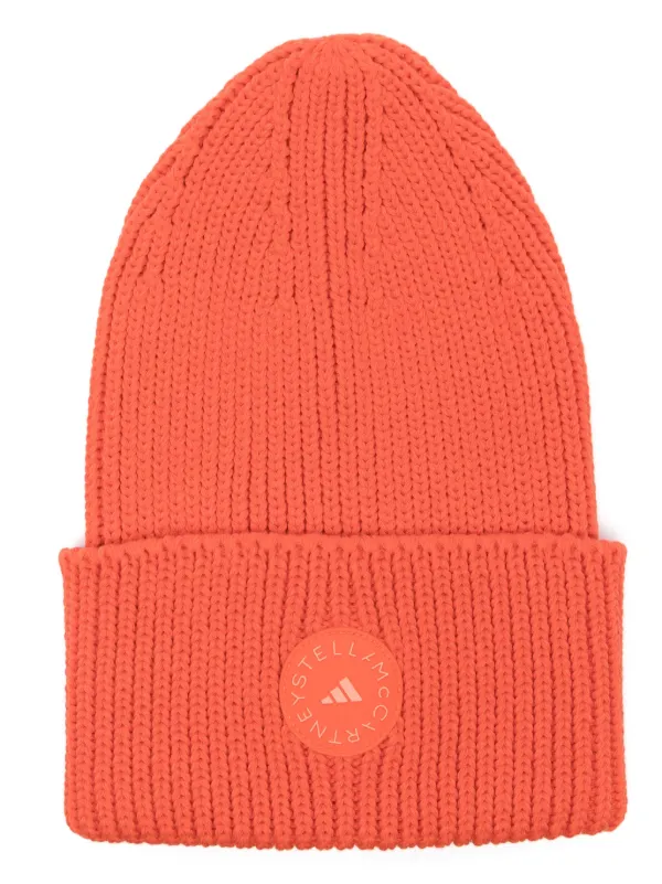 Adidas By Stella McCartney rubberised logo Beanie Orange FARFETCH BH