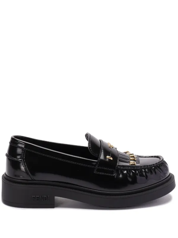 FENDI レザーローファー | ブラック | FARFETCH JP