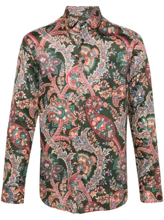 green emerald velvet dress Men's Black and Dark Green Paisley Dress Shirt
