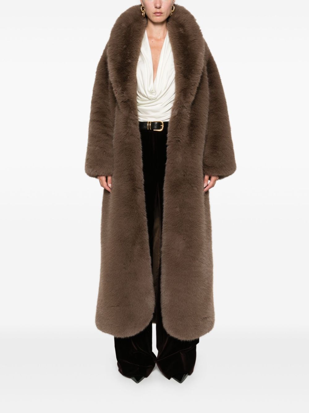 Shop Giuseppe Di Morabito Faux-fur Coat In Brown