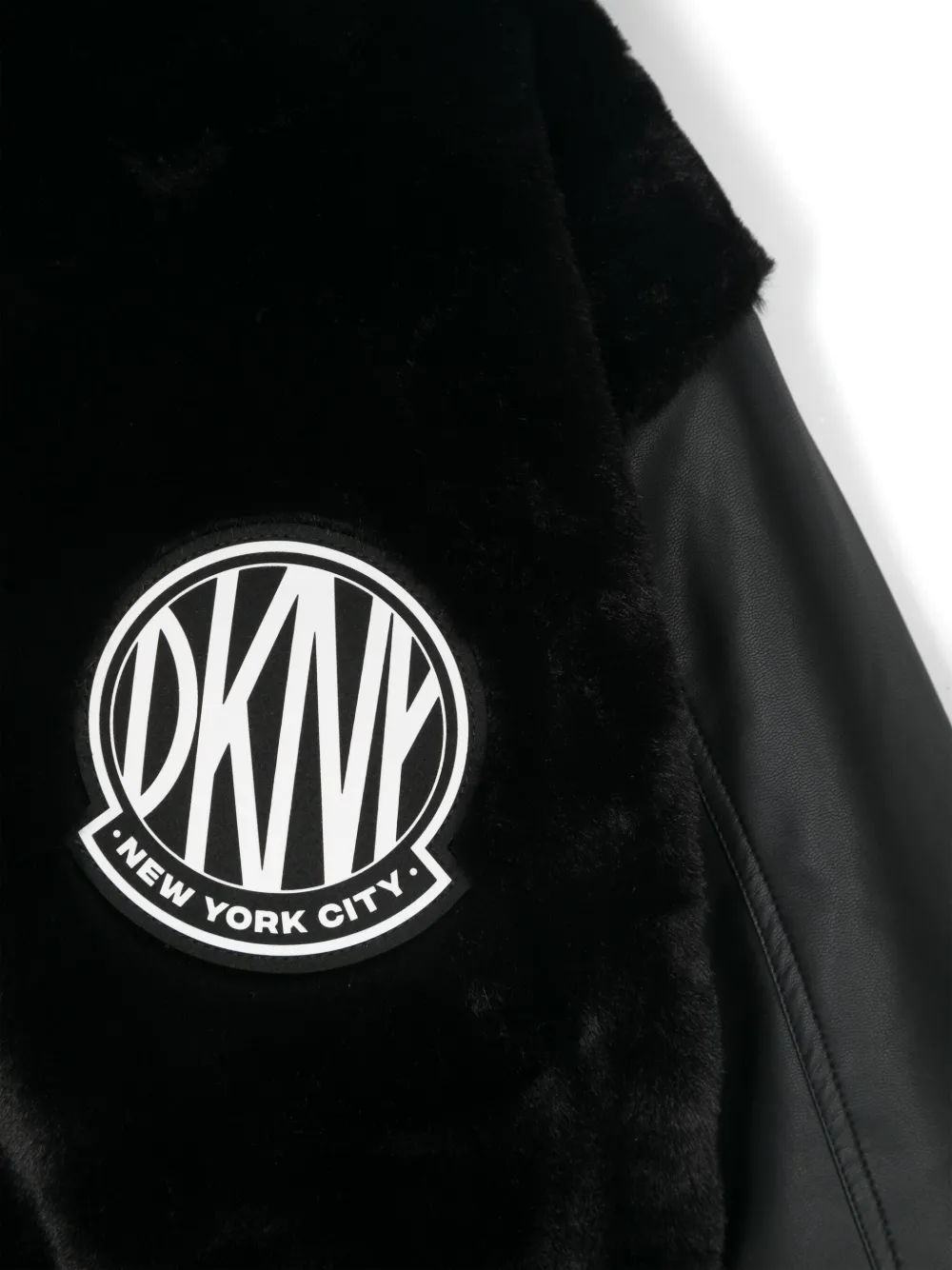 Dkny Kids Bomberjack van imitatiebont en logopatch Zwart
