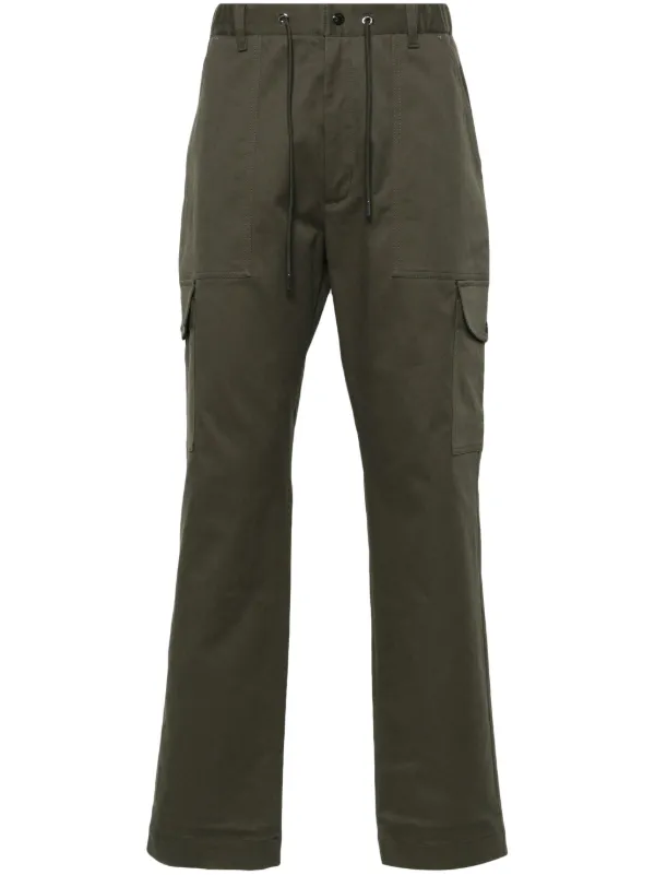 Moncler Logo-patch Straight-leg Trousers in Green