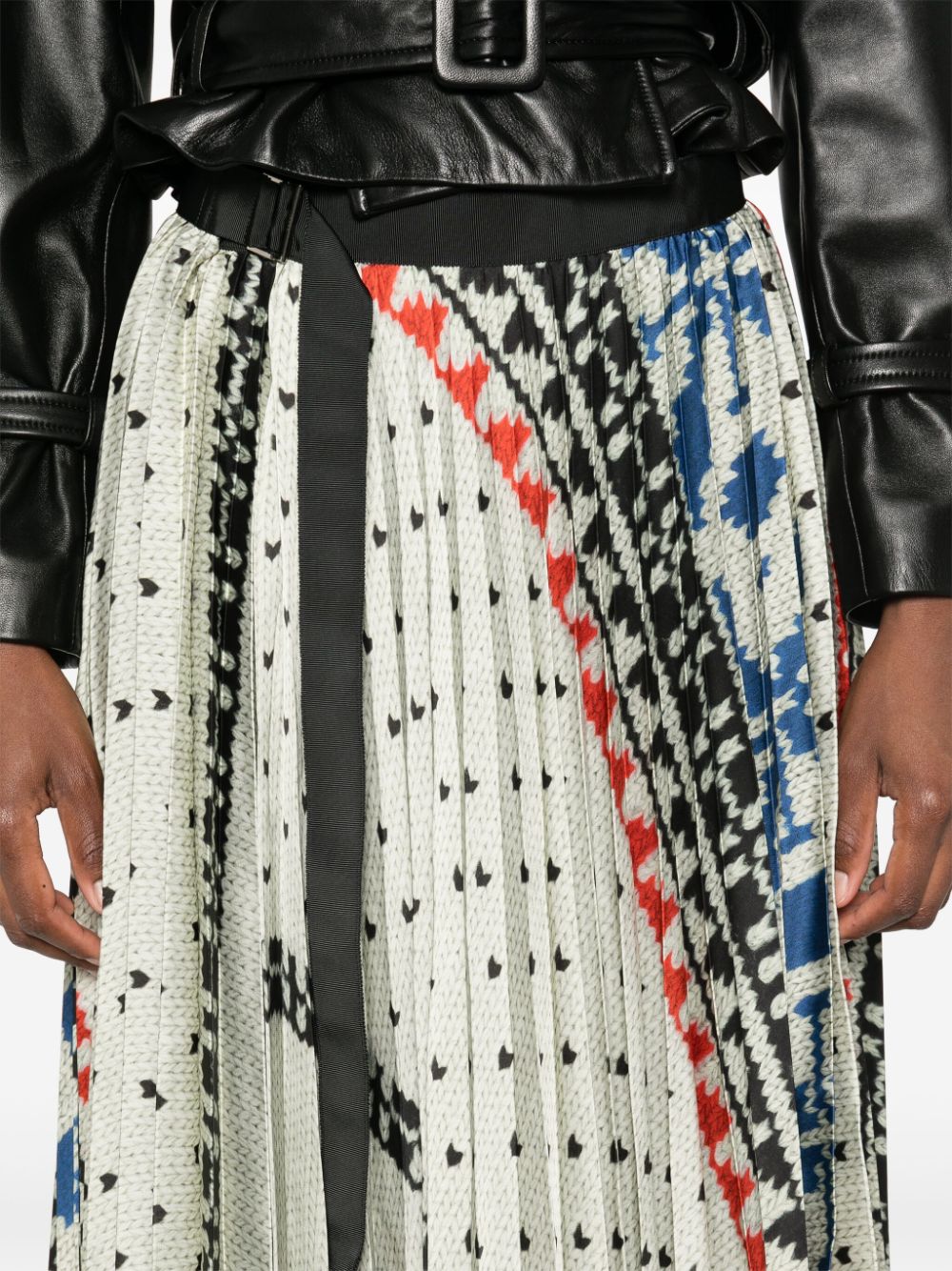 Shop Sacai Pleated Wrap Midi Skirt In White