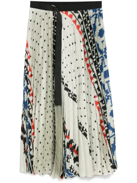 sacai pleated wrap midi skirt