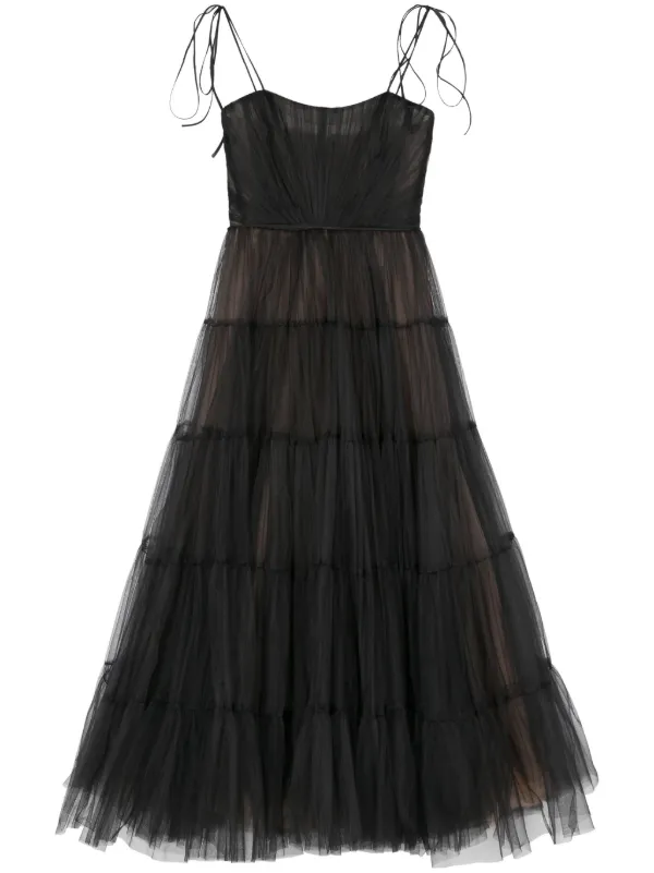 black maxi tulle dress True Decadence Black Layered Tulle Maxi Dress