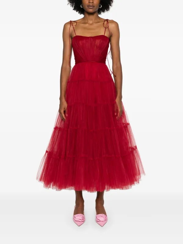 美品　Ana Radu ドレス　赤 Ana Radu Tulle Maxi Dress | Red | FARFETCH