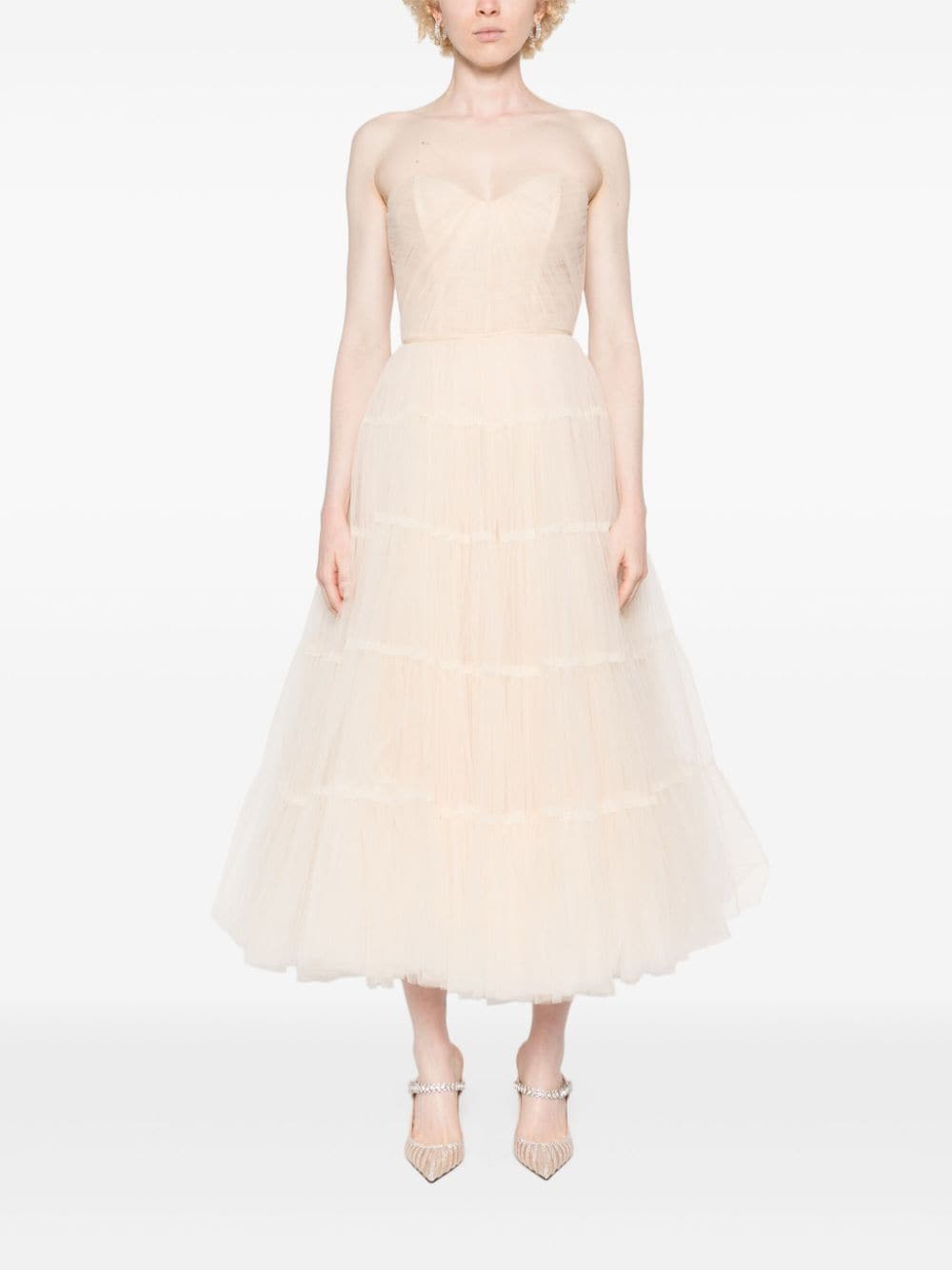 Ana Radu tulle midi dress - Beige