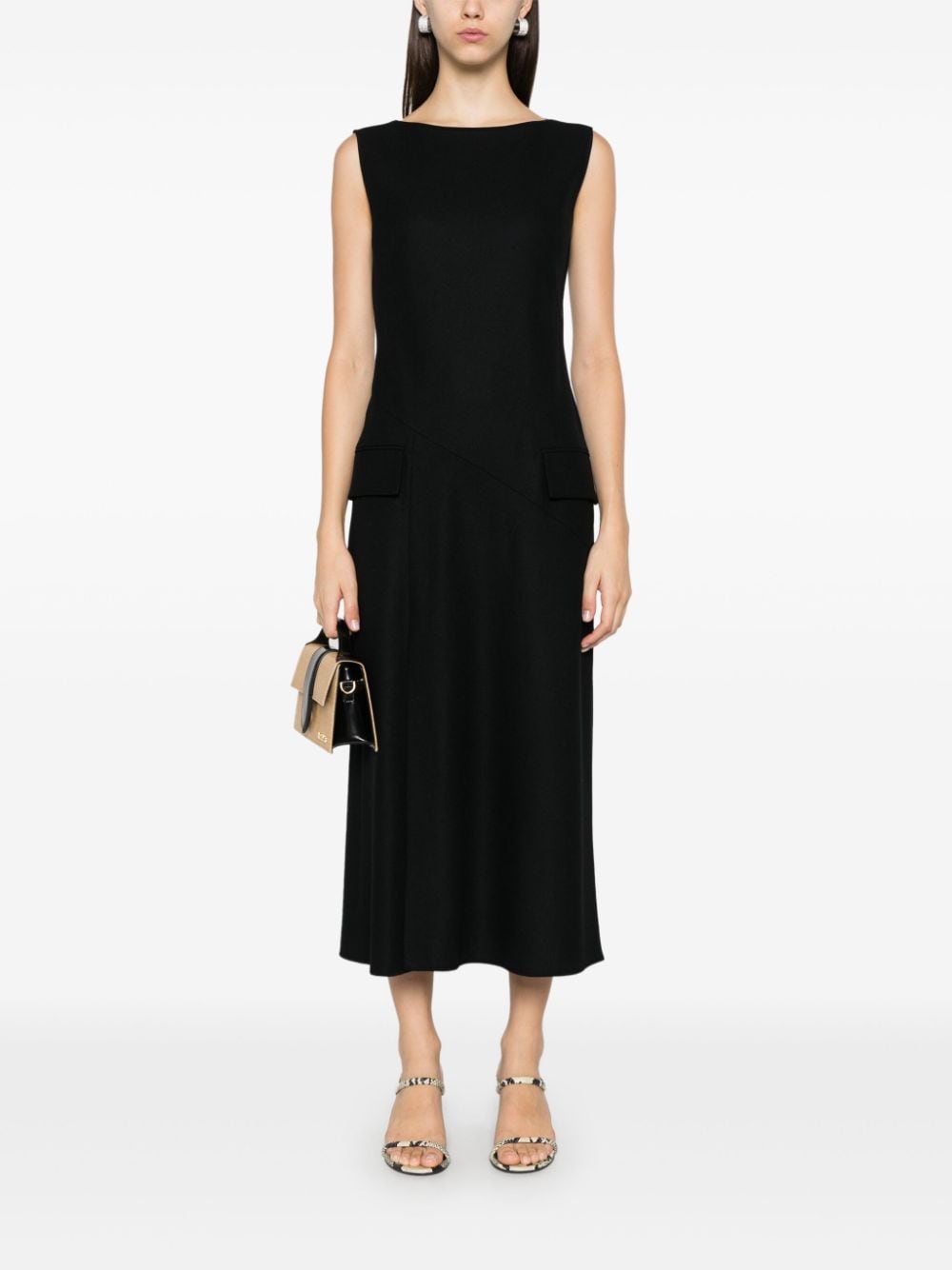 Alberta Ferretti Mouwloze midi-jurk - Zwart