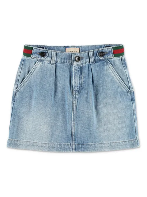 Gucci Kids web-stripe denim skirt