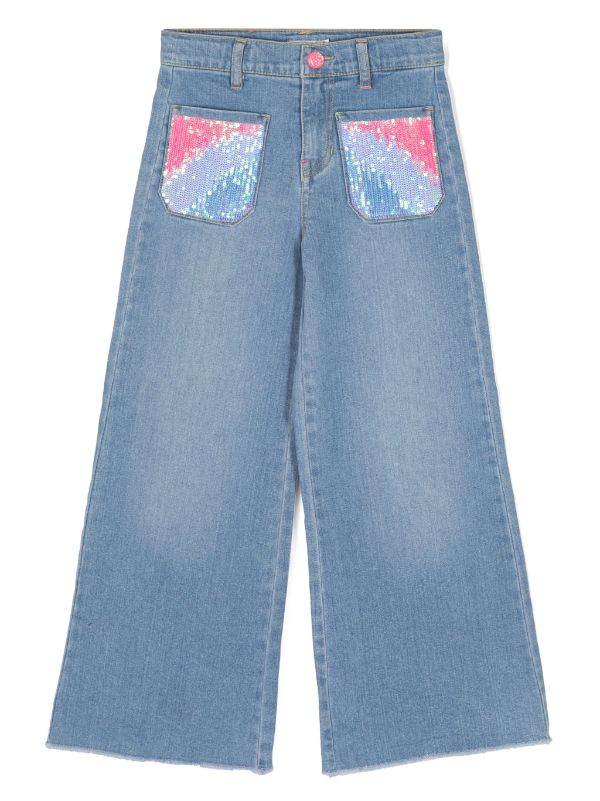 Sequin denim pants shops