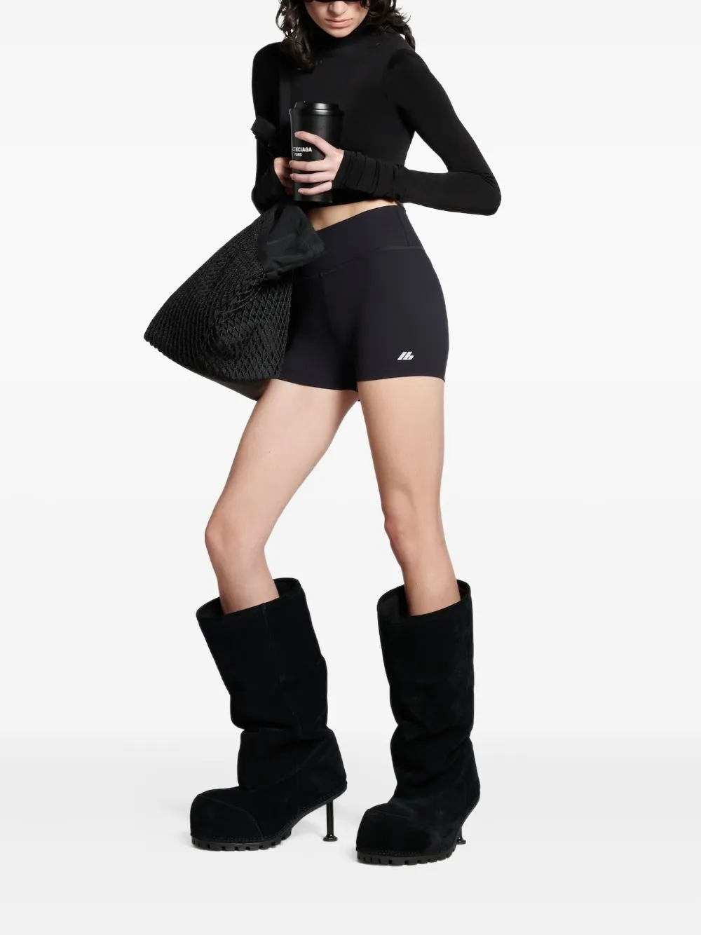 Balenciaga Fietsshorts met logoprint Zwart