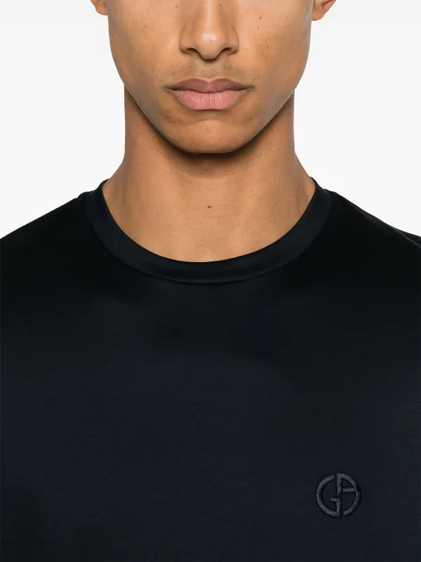 Tシャツ・カットソー GIORGIO ARMANI LOGO EMBROIDERED STRETCH JERSEY T-SHIRT Giorgio Armani logo-embroidered Cotton T-shirt | Black