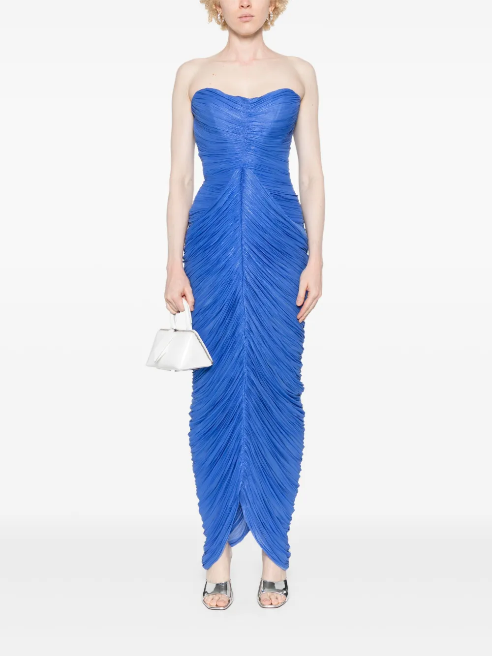Ana Radu plissé-effect maxi dress - Blauw