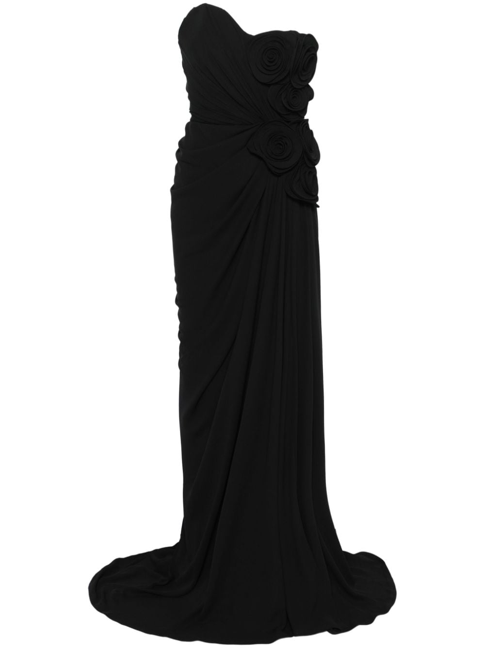 Ana Radu floral-appliqué maxi dress - Nero