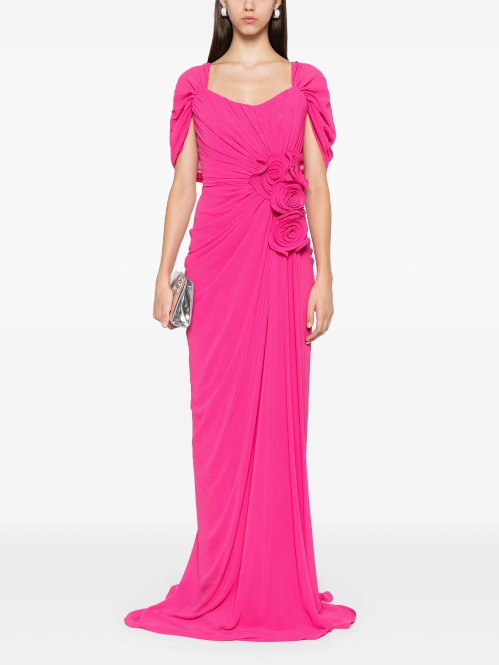 Ana Radu floral-appliqué maxi dress - Roze