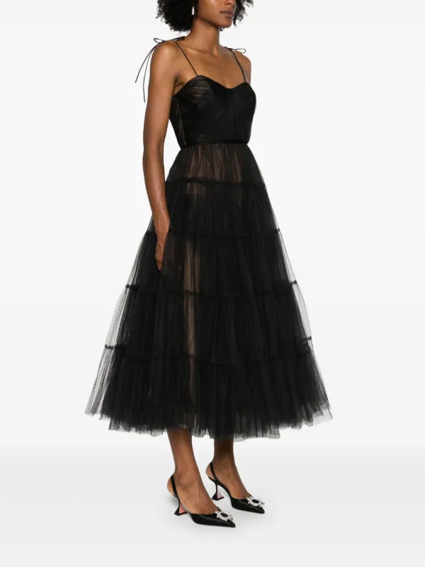 blue dress for baby girl Black Tulle Maxi Dress with Sequin Top