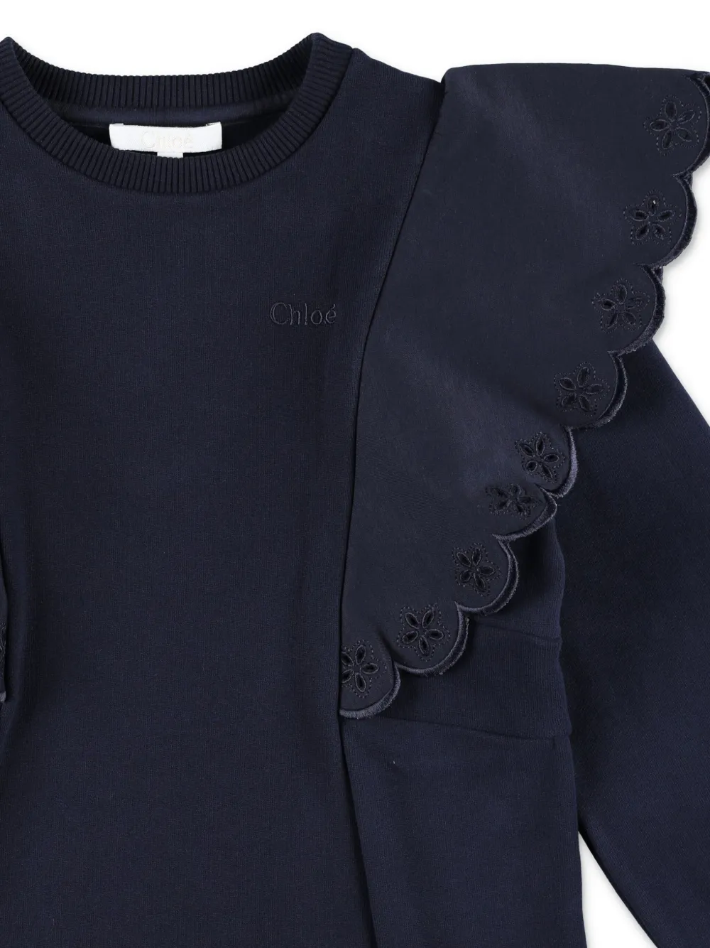 Chloé Kids Sweaterjurk met ruches Blauw