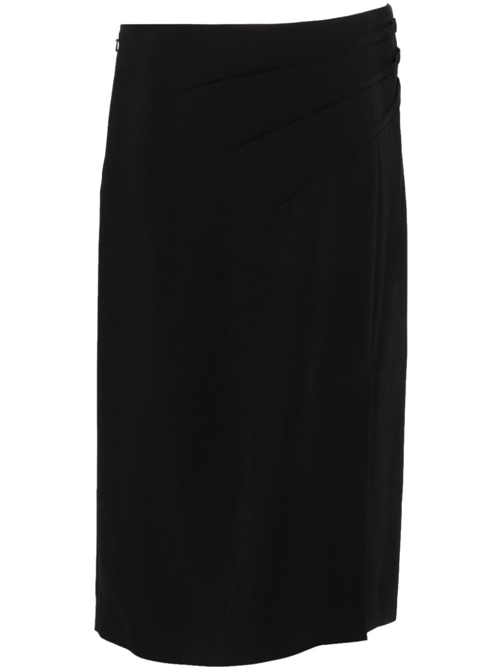 Shop Alberta Ferretti Draped Midi Skirt In Black