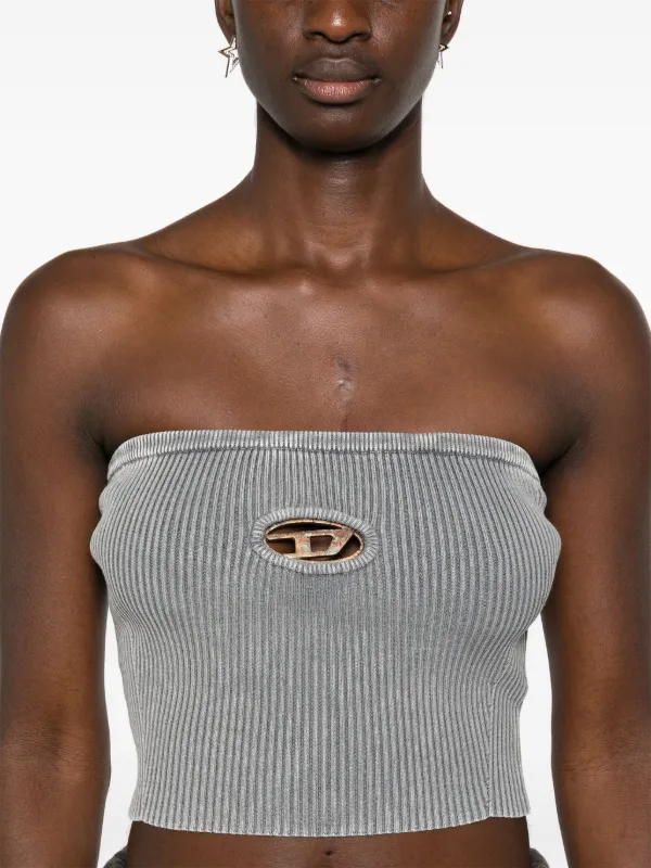 Tシャツ・カットソー DIESEL M Clarksville Knit Top Black A130190DLAX9XX A130190DL Women's Tube top with logo plaque | Black | Diesel