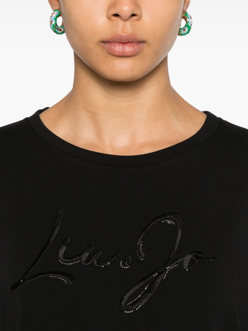 Shop Liu •jo Logo-embroidered Sweatshirt In Black