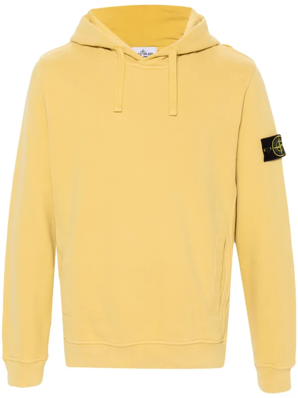 Stone Island Compass badge Hoodie Yellow FARFETCH UK