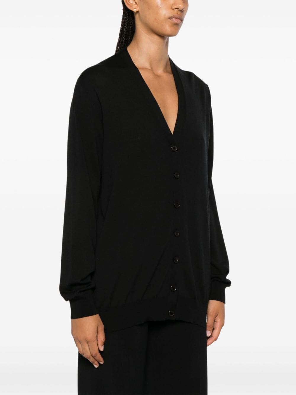 Shop Mrz Virgin Wool Cardigan In Schwarz