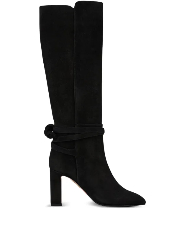 Black tie knee high boots best sale