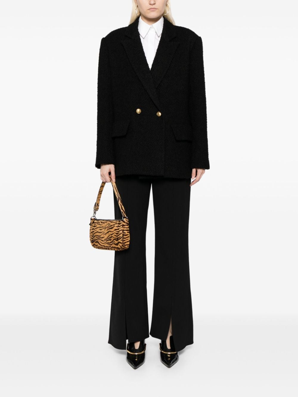 Cynthia Rowley Boucle oversized blazer - Zwart