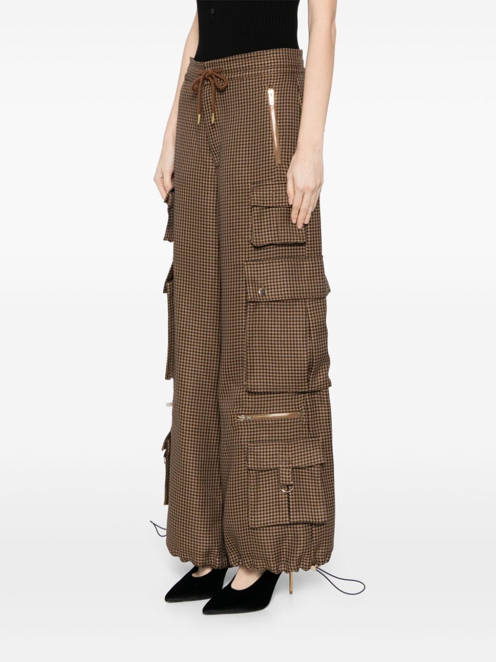 Shop Cynthia Rowley Houndstooth Cargo Pants In Brown