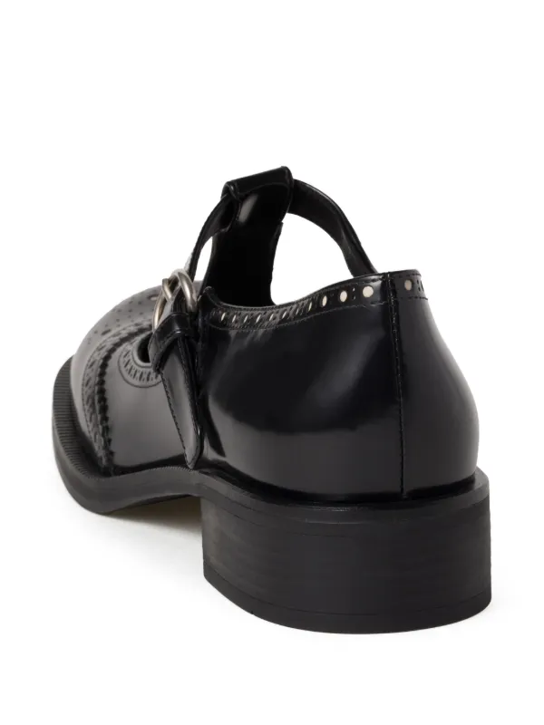 MIUMIU レザー Tストラップ ブローグシューズ Miu Miu T-strap Brogue Shoes | Black | FARFETCH