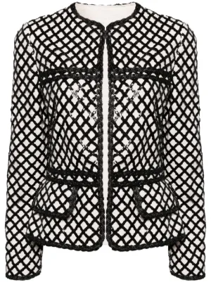 ジャケット GIAMBATTISTA VALLI BOUCLE JACKET Embellished bouclé cropped jacket in white - Giambattista