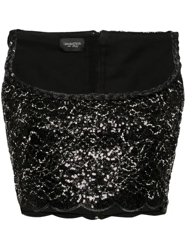 Giambattista Valli Sequin-embellishment Scallop-hem Tank Top in Black
