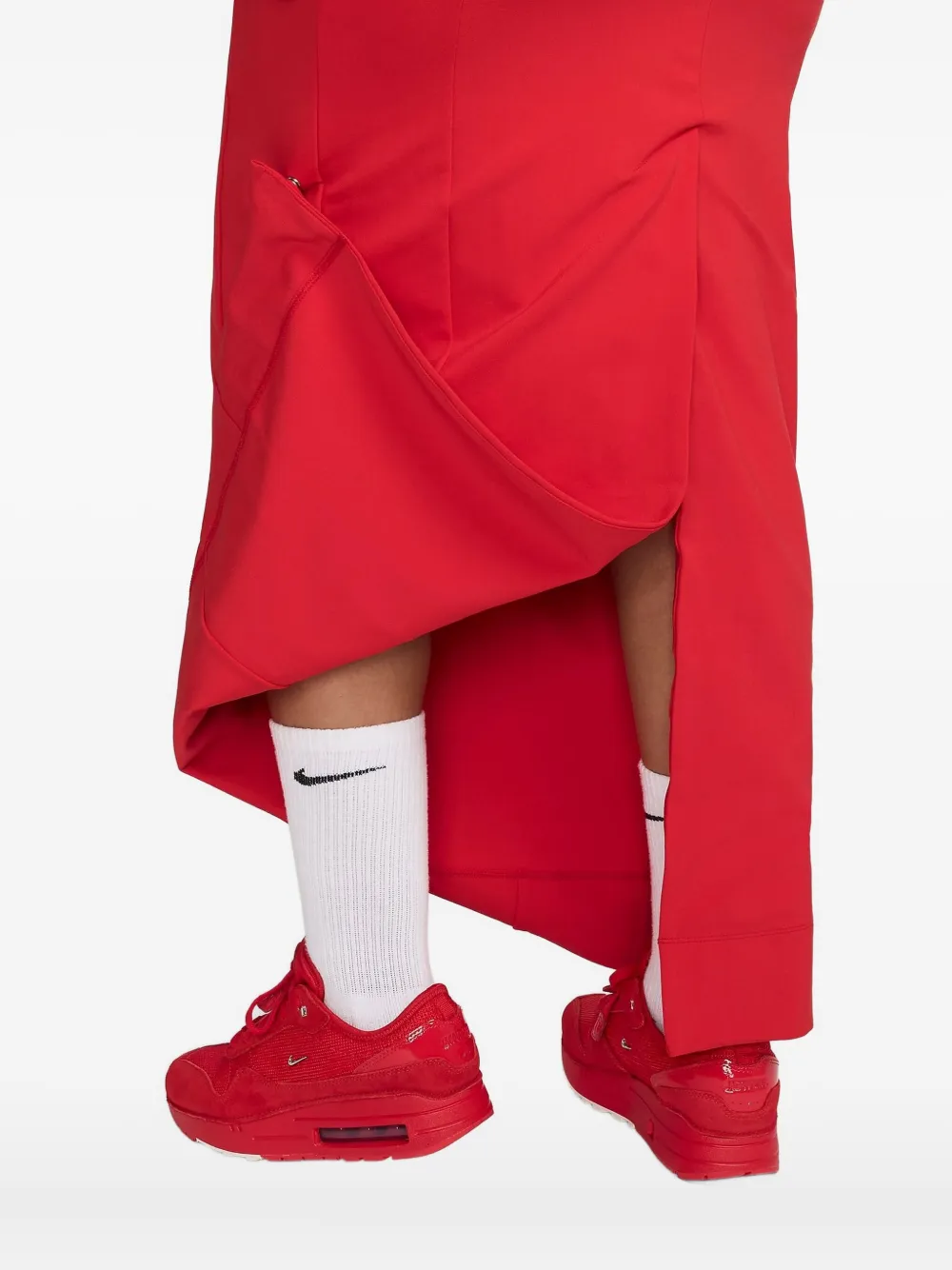 Nike Zip-front Panelled Maxi Skirt In Red