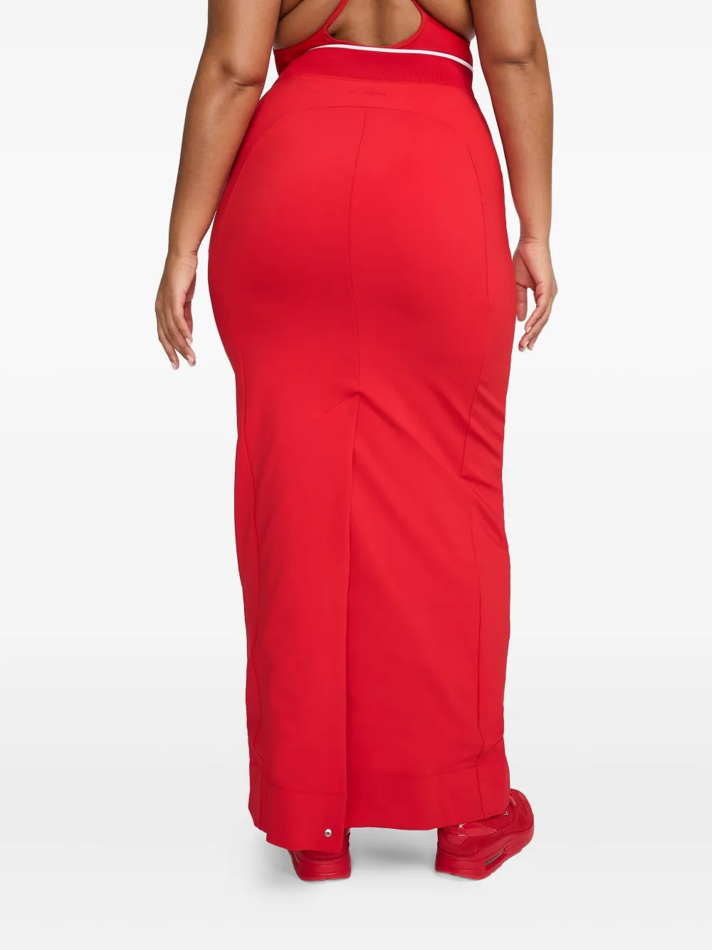 Nike Zip-front Panelled Maxi Skirt In Red