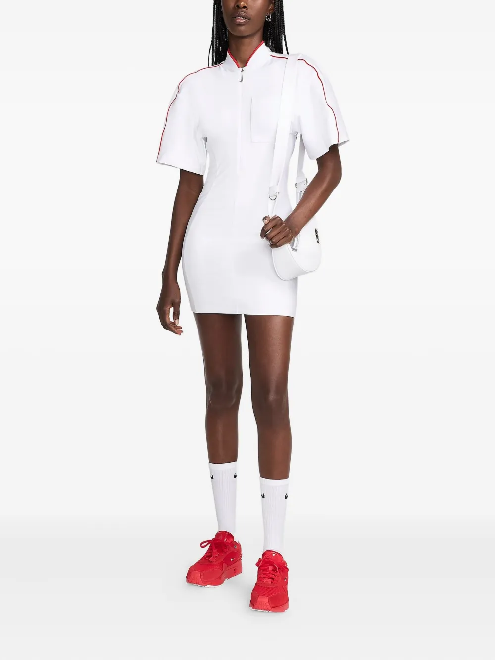 Nike x Jacquemus mini-jurk met open rug en rits - Wit