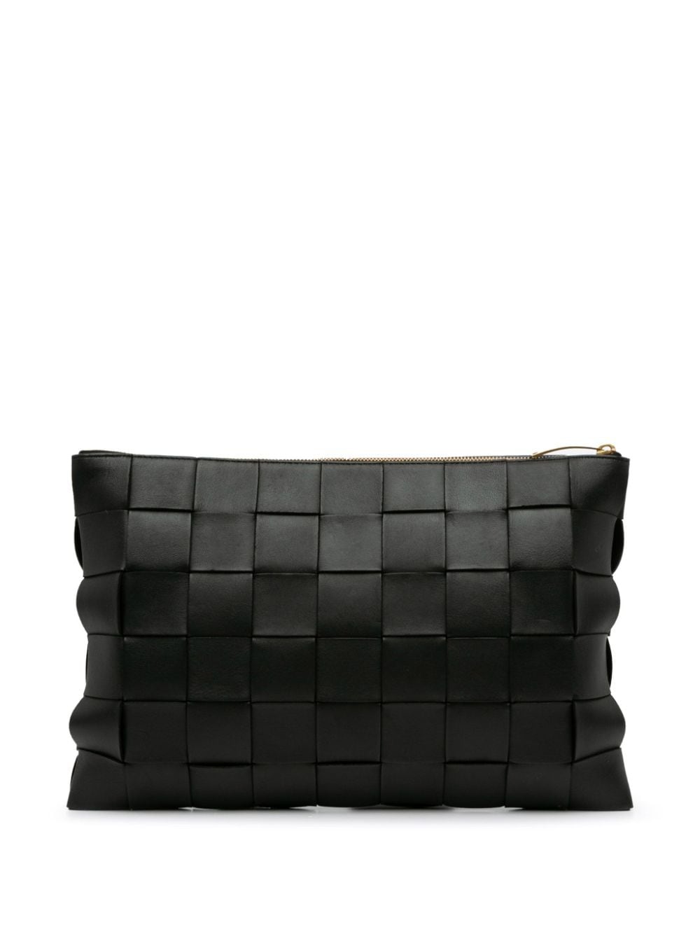 Bottega Veneta Pre-Owned 2012-2023 Large Lambskin Intrecciato Cassette Flat Pouch clutch bag - Zwart