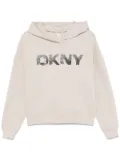 DKNY sequin-logo hoodie - Neutrals