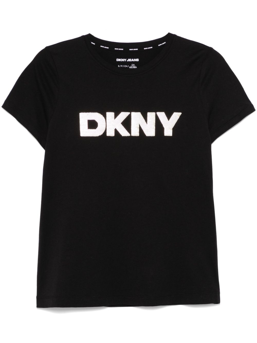 DKNY T-shirt met pailletten logo Zwart