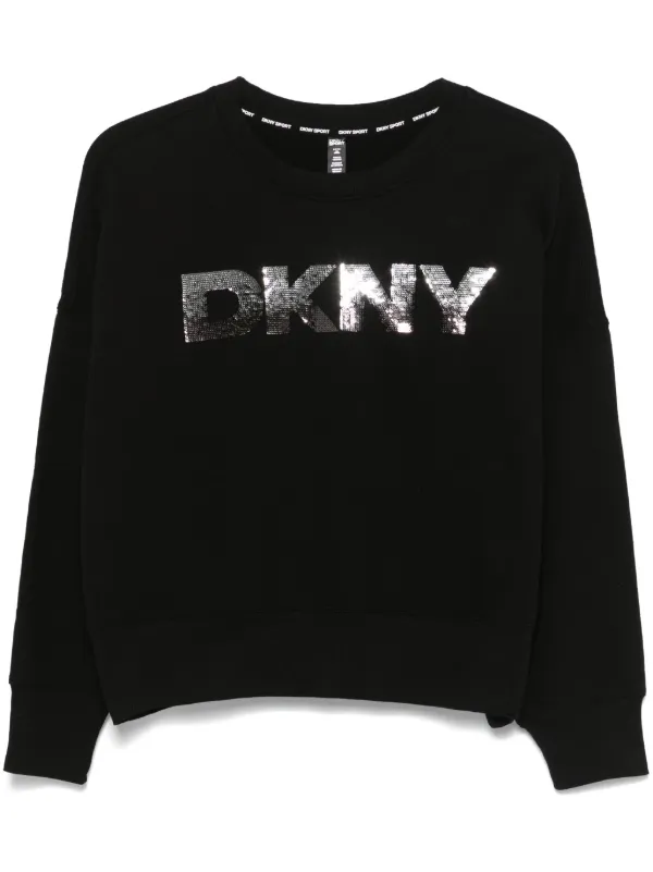 DKNY sequinned logo Sweatshirt Black FARFETCH UK