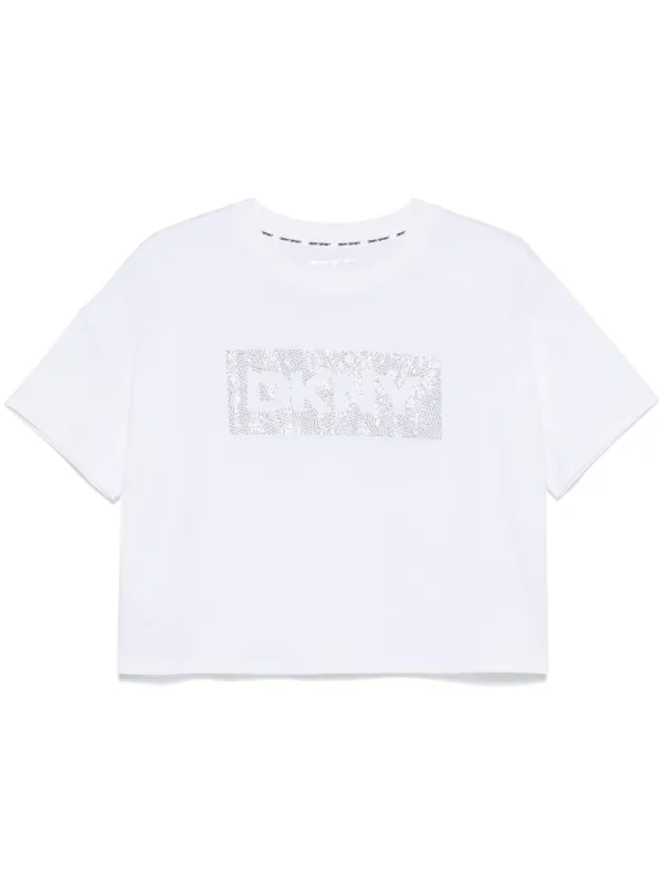 DKNY Women's Cropped Drop Out Logo Tee - Casual Short Sleeve Top For Spring & Summer | Versatile Staple Top - View #9