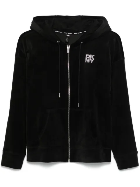 DKNY logo-embellished velour hoodie