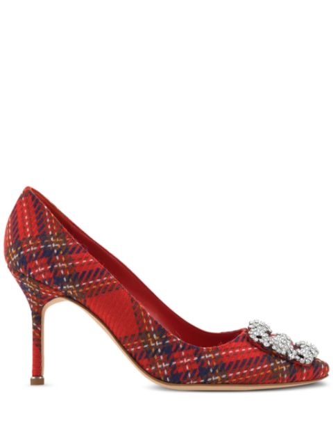 Manolo Blahnik wool tartan check pattern pumps Women