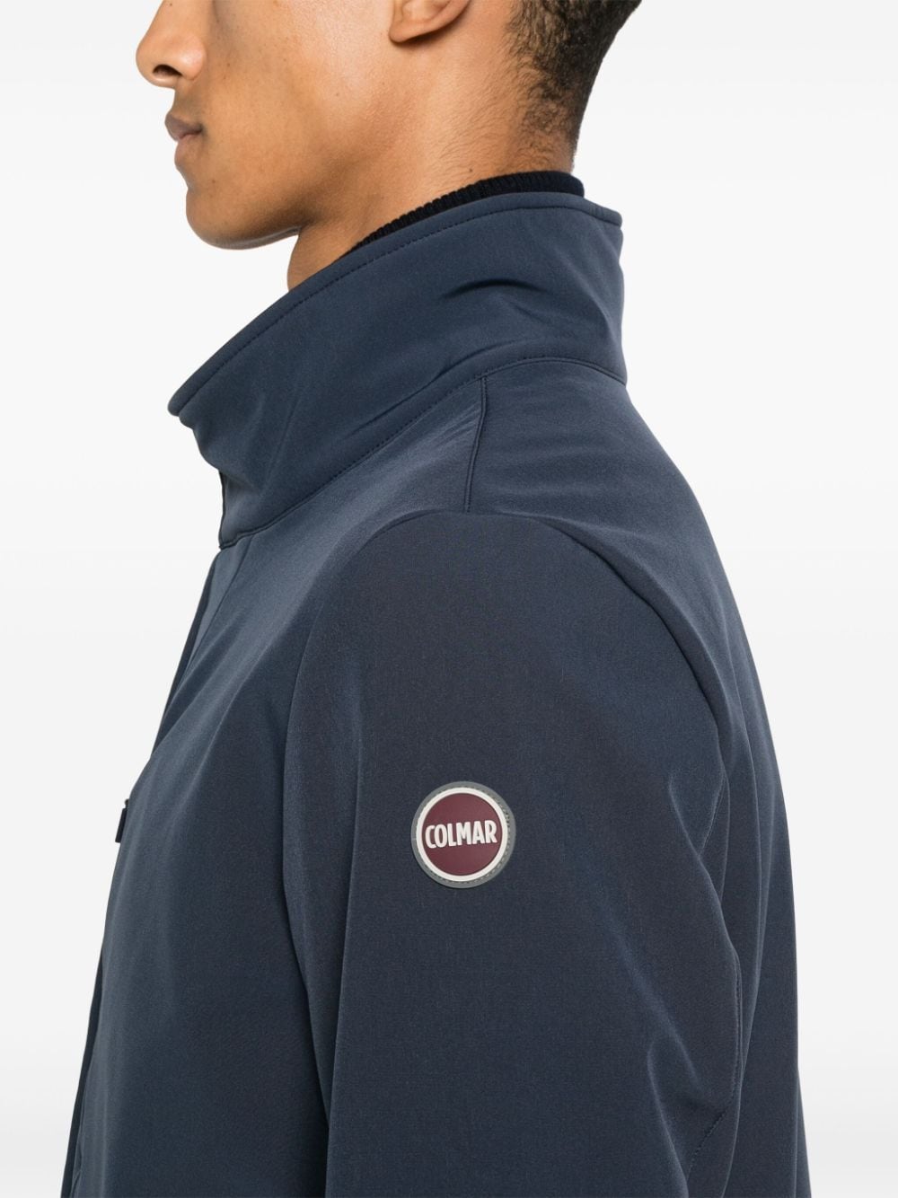 Shop Colmar Rubberised Logo Patch Coat In Blue