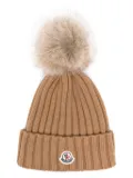 Moncler pompom beanie - Brown